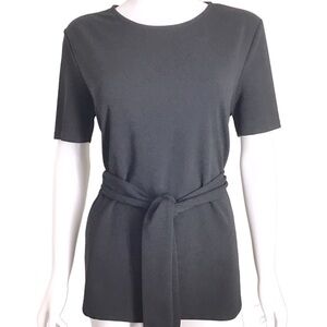EUC Worn 1x Black Peplum Top Tie Waist
